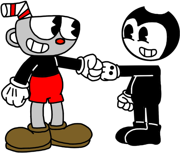 Cuphead And Bendy Doing Fists By Marcospower1996 - Run And Gun (894x894)