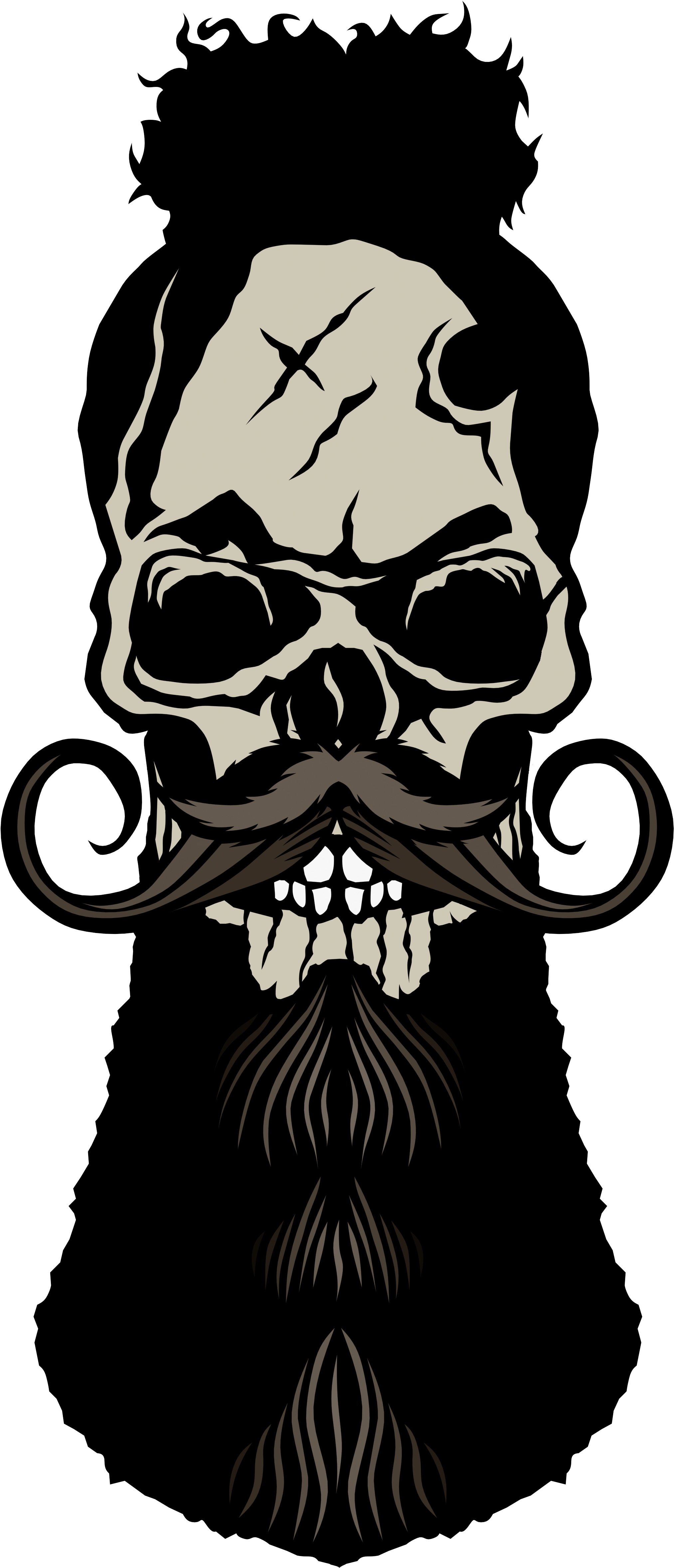 Tee-shirt Tete De Mort Hipster Crane Skull Barbu - Skull (2184x4848)