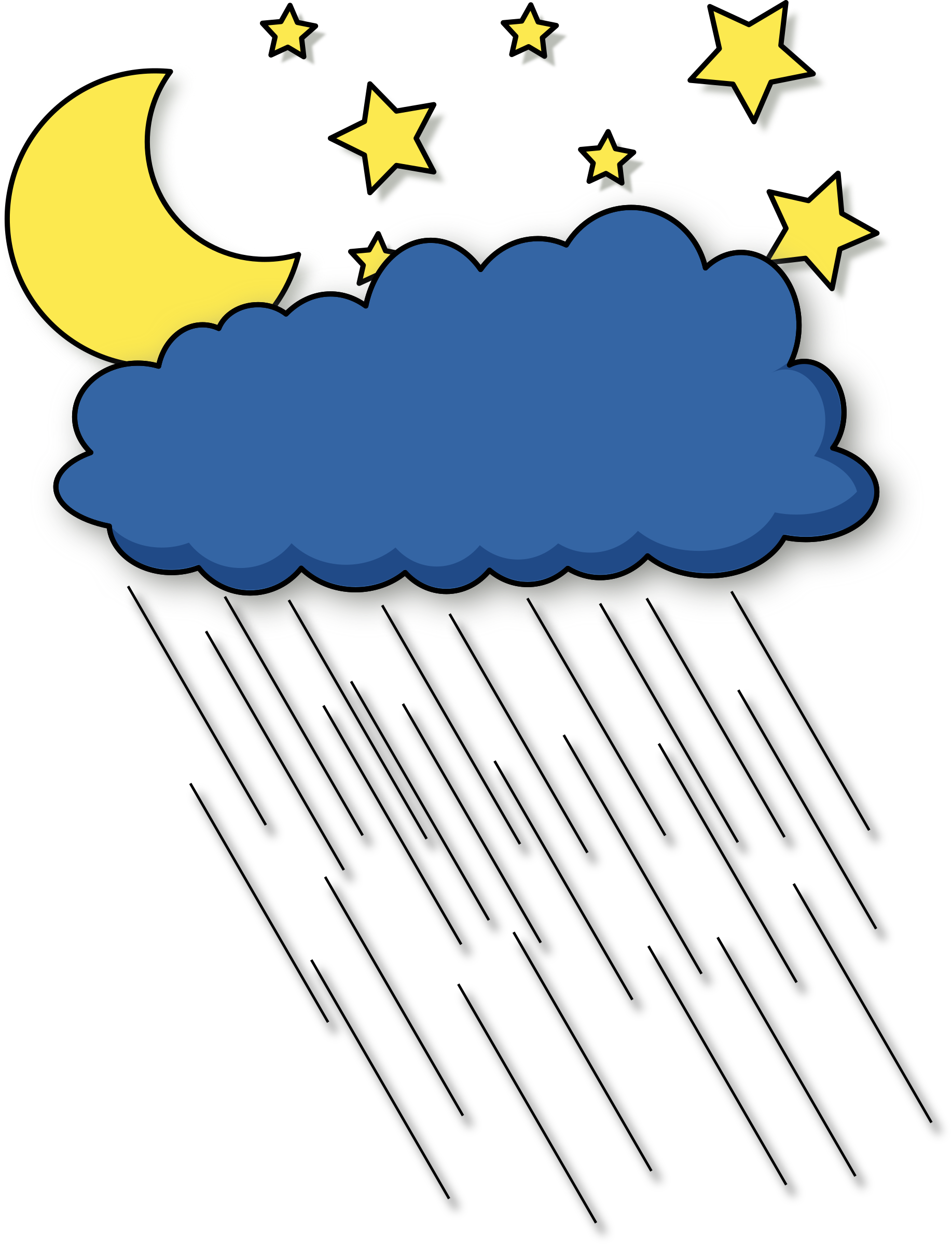 Big Image - Night Rain Clipart (1835x2400)