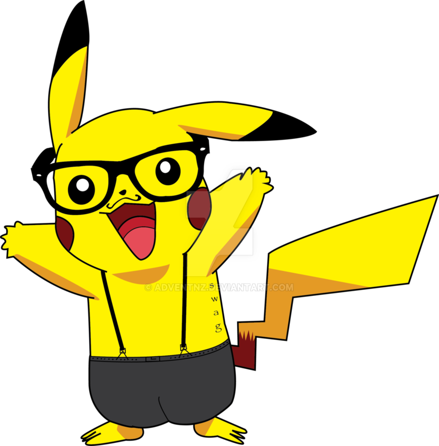 Hipster Pikachu By Adventnz - Pikachu Pin The Tail (887x901)