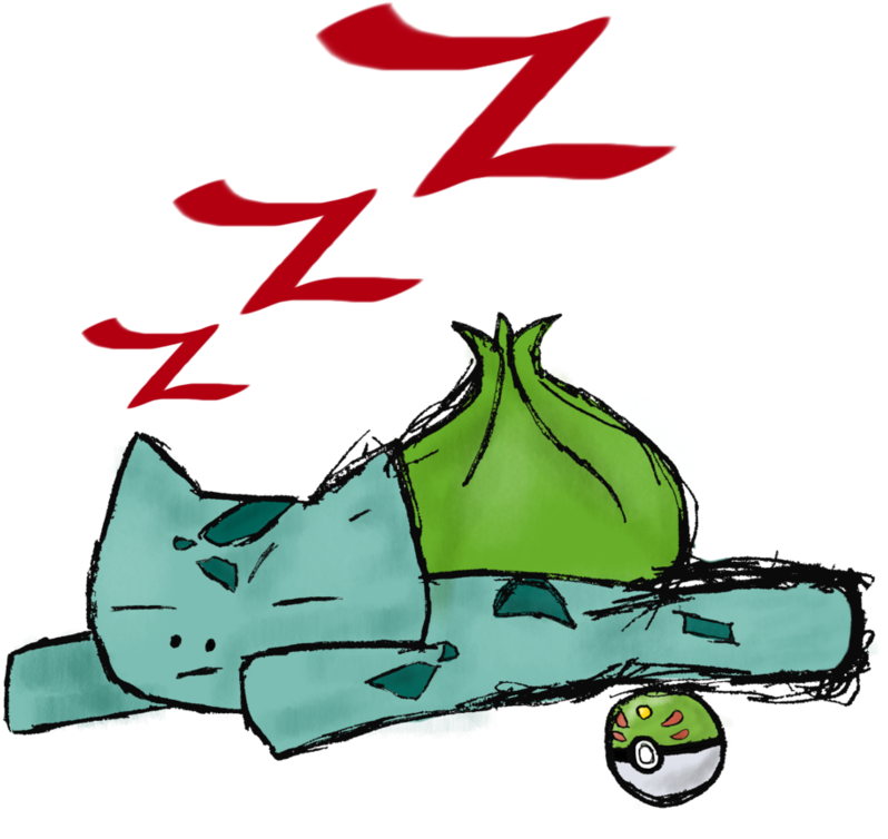 Sleeping Bulbasaur By Hipster-raccoon - Raccoon - (894x894) Png Clipart ...