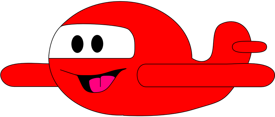 Red Clipart Aeroplane - Plane With A Smiley Face (960x480)