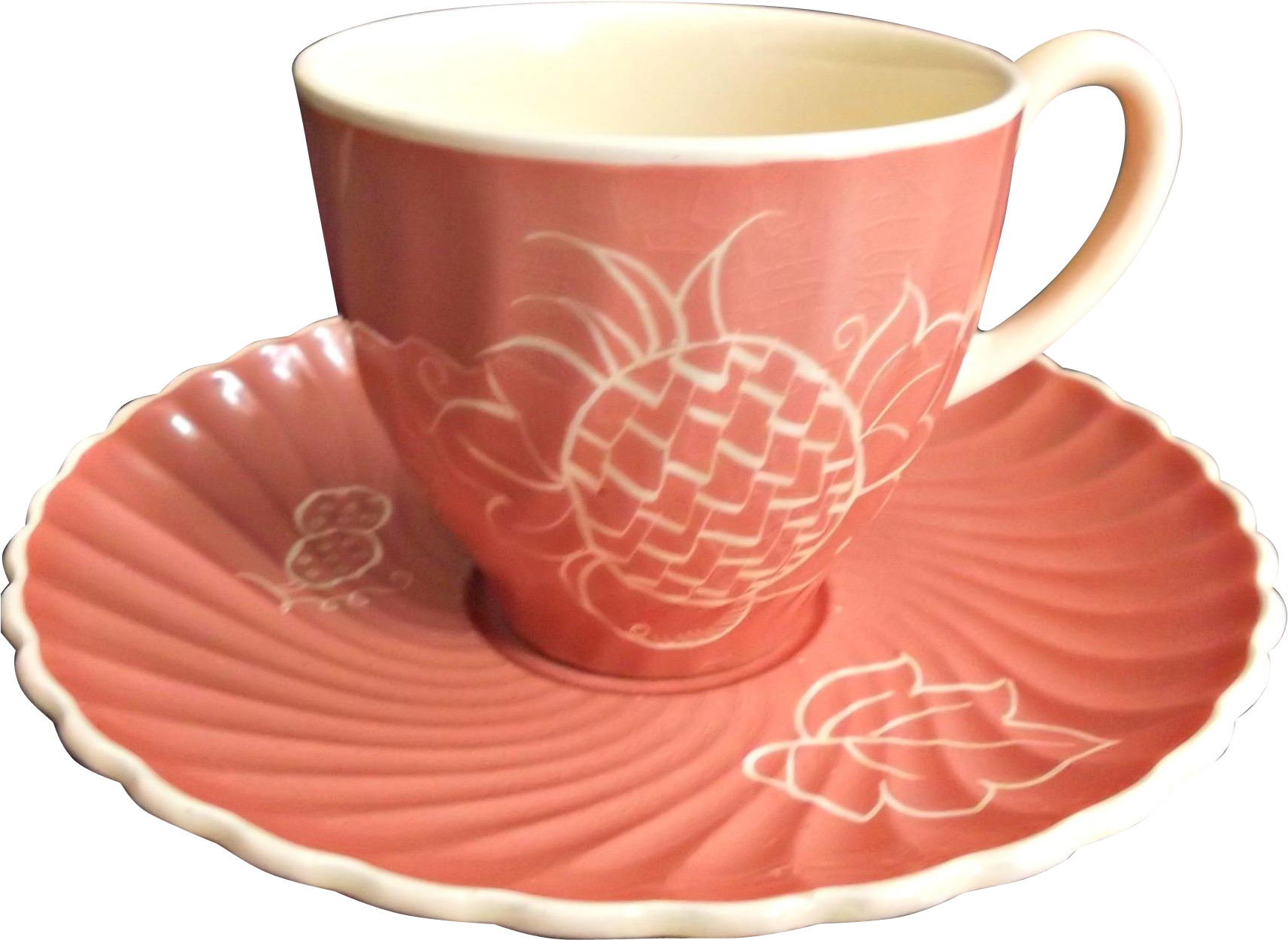 Susie Cooper Vintage Cup Saucer White Fruit On Peach - Saucer (1712x1712)
