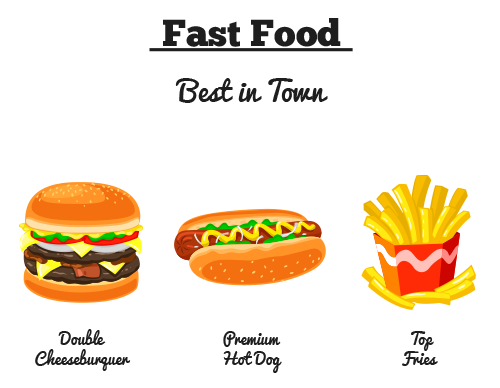 Fast Food Illustration, Burger, Hot Dog And French - Illustration (1200x628)
