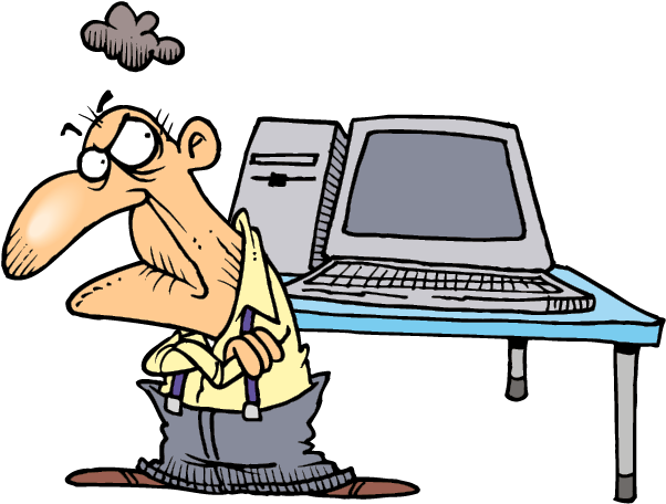 It's Time To Embrace Technology - Grumpy Old Man Cartoon (629x487)