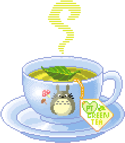 I Wish The Cup Was A Thing - Green Tea Pixel Art (500x488)