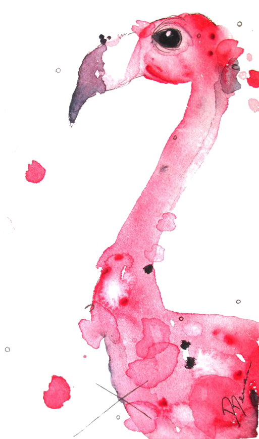 Flamingo Watercolor Painting Illustration - Flamingo Watercolor (564x868)