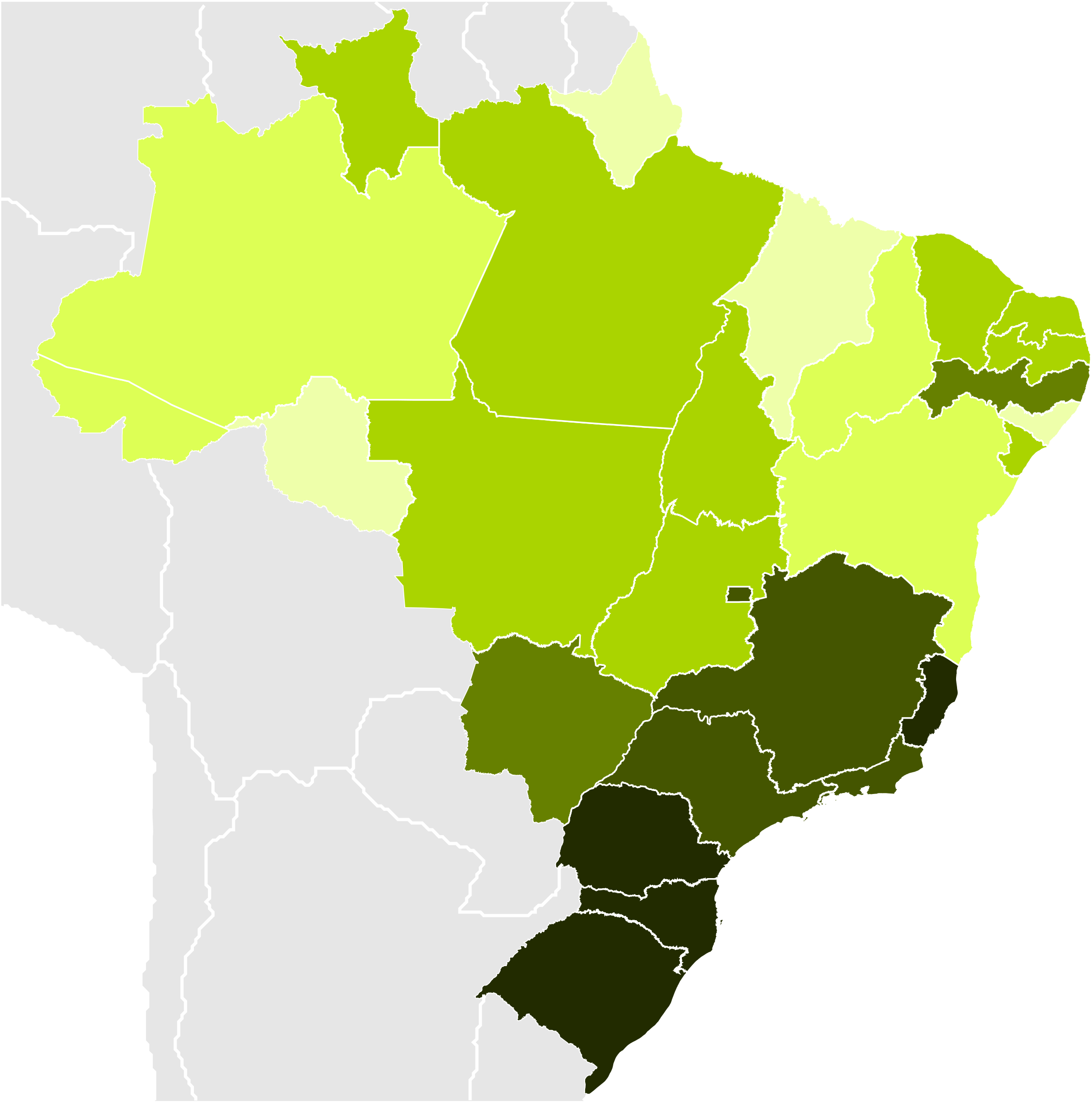Brazilian States By Infant Mortality - Federative Unit Of Brazil (2598x2291)