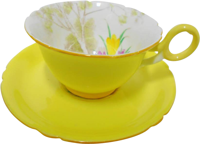 Pastel Pink Yellow Blue Crocus Art Deco Style Chester - Saucer (822x822)