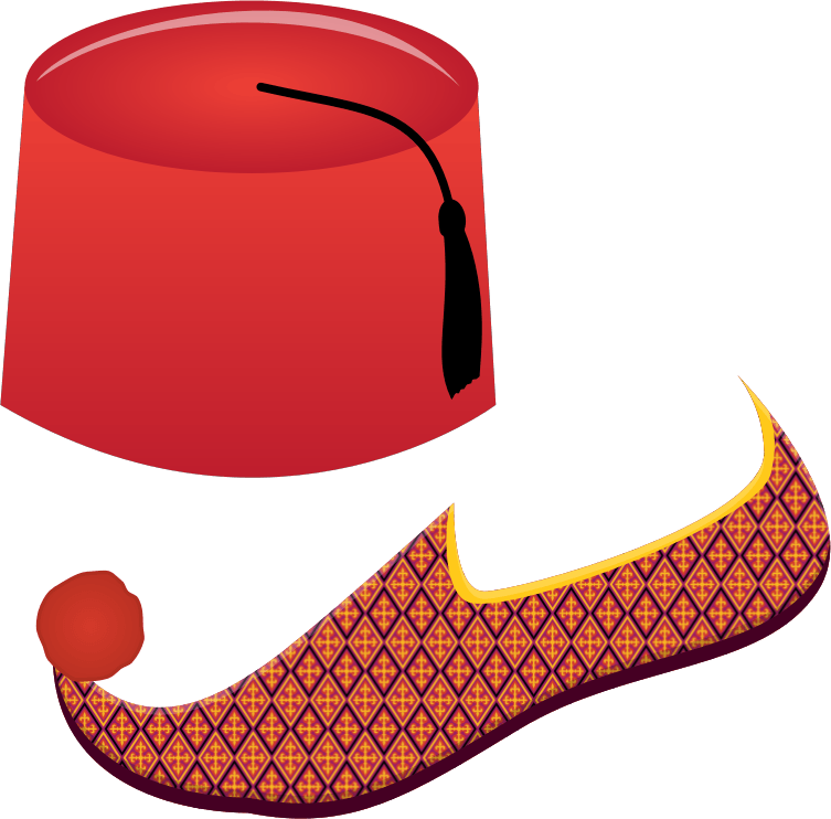 Fez And Turkish Shoe Vector Illustration - Fez Hat Clip Art (753x742)