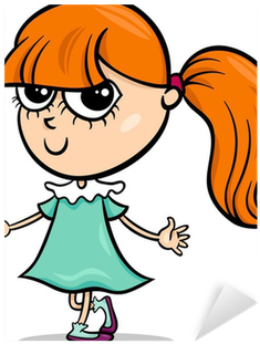 Cute Little Girl Cartoon Illustration Sticker • Pixers® - Little Girl Cartoon (400x400)