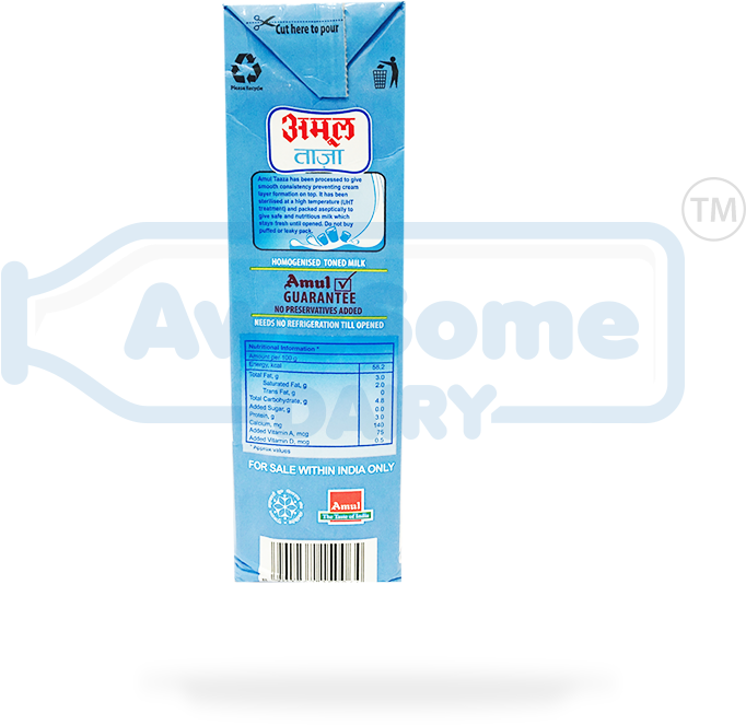 Awesome Dairy Amul Taaza Toned Milk 1 Liter - Box (800x800)