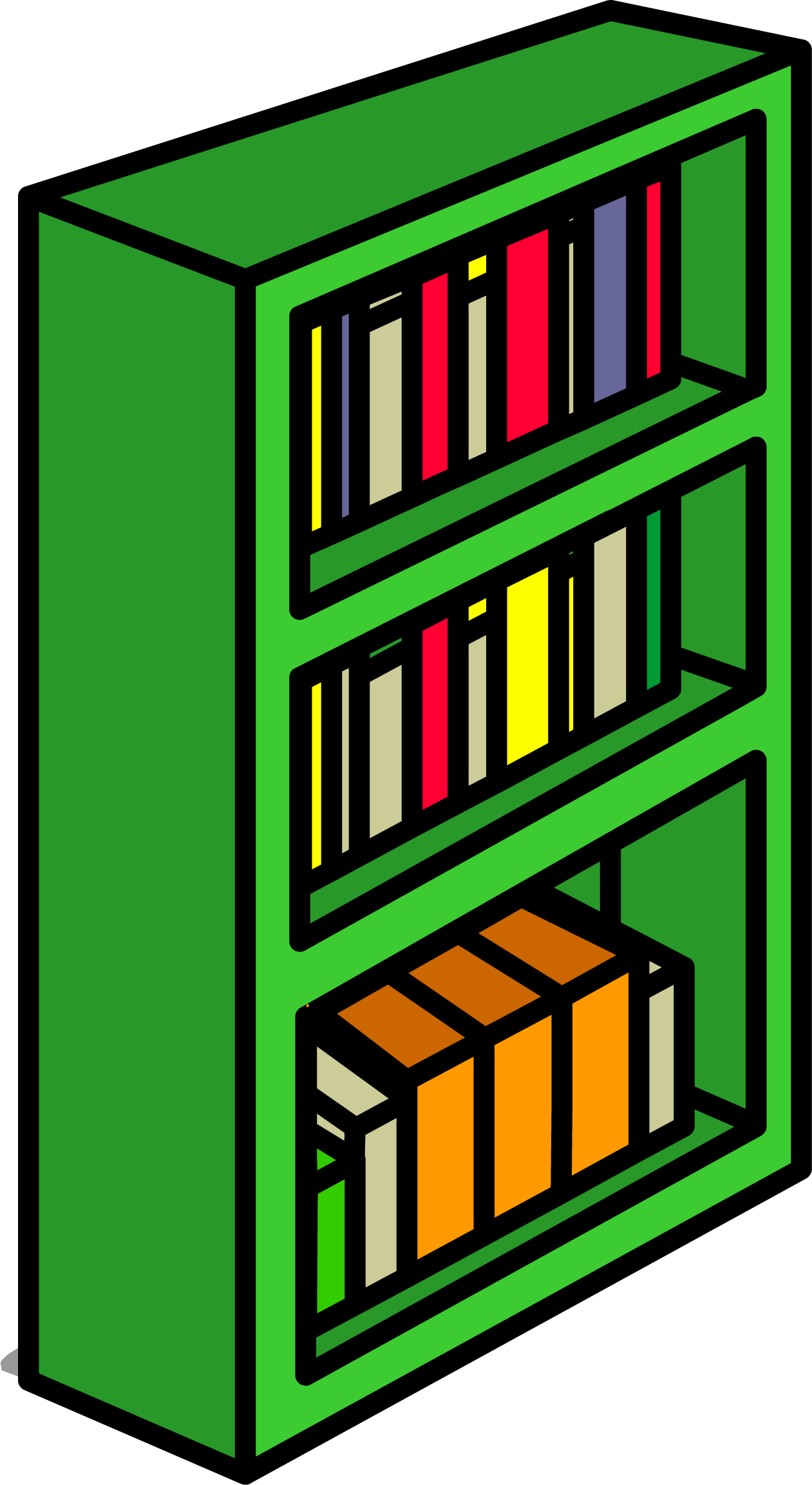 Green Bookcase Sprite 010 - Bookcase (1261x2304)