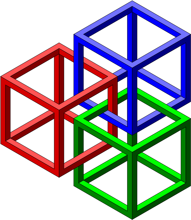 Illusion Clipart - Impossible Cubes (699x800)