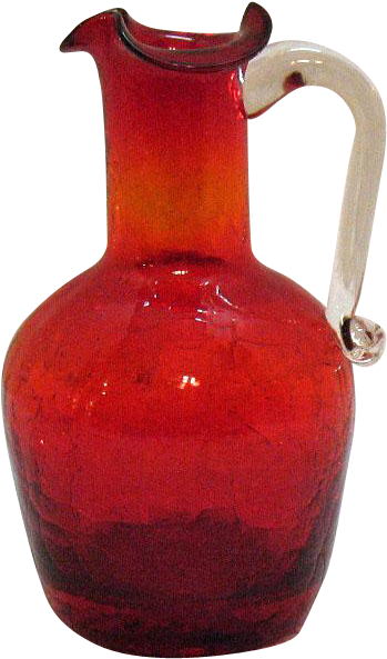 Vintage Pilgrim Ruby Crackle Pitcher 1950-60s Very - Jug (592x592)