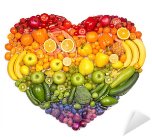 Rainbow Heart Of Fruits And Vegetables Sticker • Pixers - Fruits And Vegetables Heart (400x400)