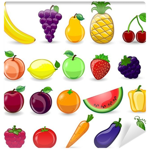 Fotomural Frutas Y Verduras De Dibujos Animados • Pixers® - Fruits And Vegetables Drawing (400x400)