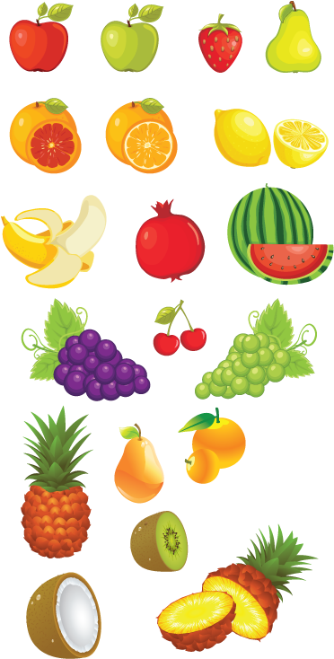 Trendy Sticker Varias Frutas With Vinilos Decorativos - Fruit Vector Free Download (374x743)