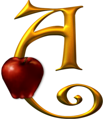 Alfabeto Dorado Con Frutas, Verduras Y Flores - Letras Decoradas Con Frutas (346x400)