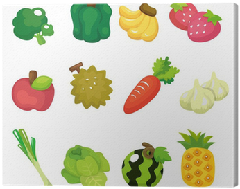 Cuadro En Lienzo Frutas Verduras Y Juego De Dibujos - Legumes Desenhgo (400x400)