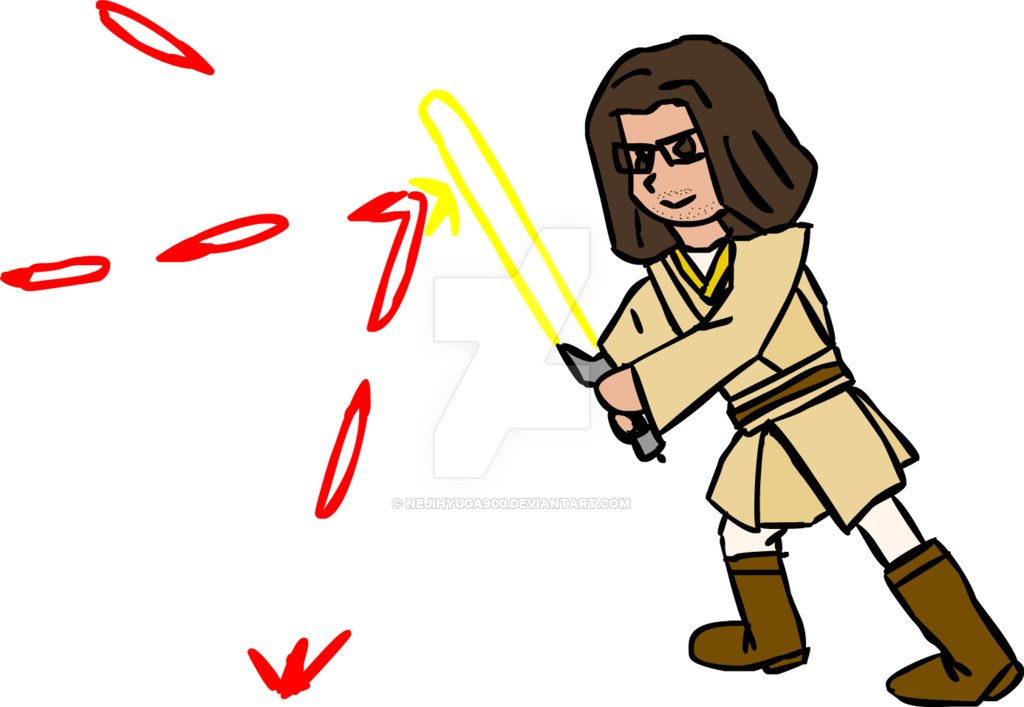 Myself As A Jedi, Deflecting Blasters By Tdpneji - Cartoon (1024x707)