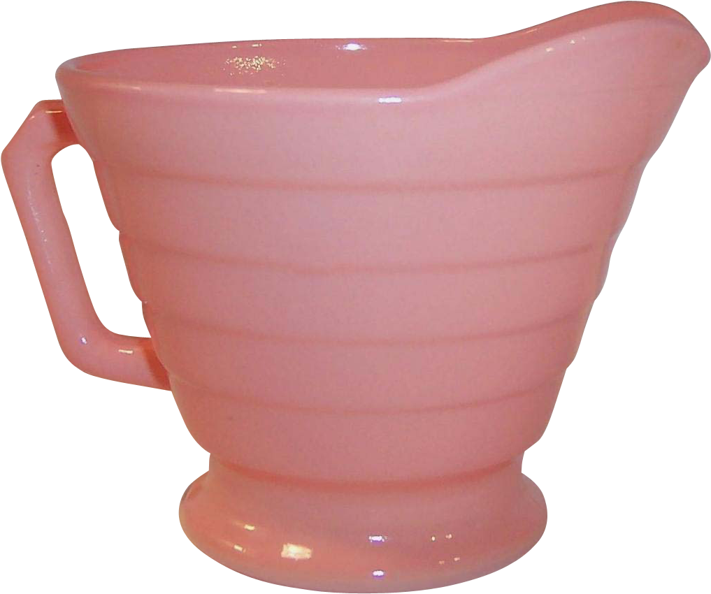 1950's Hazel Atlas Moderntone Pastel Pink Creamer - Cookie Jar (1016x1016)