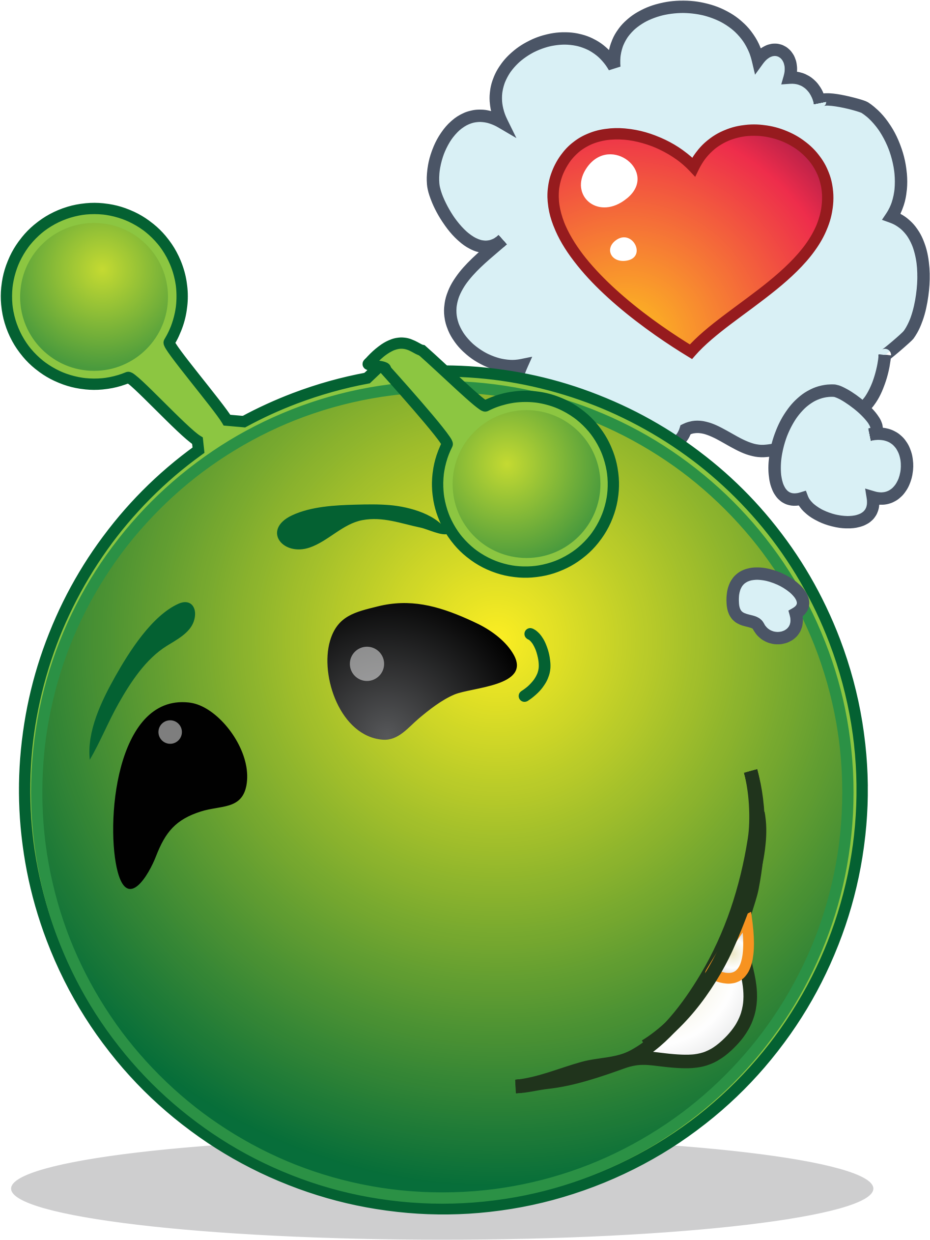 One Bad Apple Smiley - Green Alien Smiley (2000x2571)