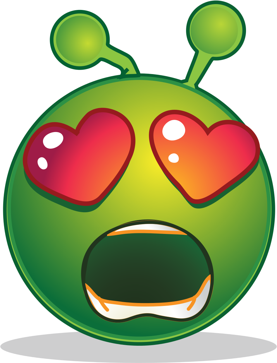 Smiley Green Alien Surprised Love - Alien Smiley (1000x1282)