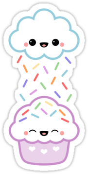Super Cute Stickers With Happy Cloud Peeing Rainbow - Cute Kawaii Things To Draw (375x360)