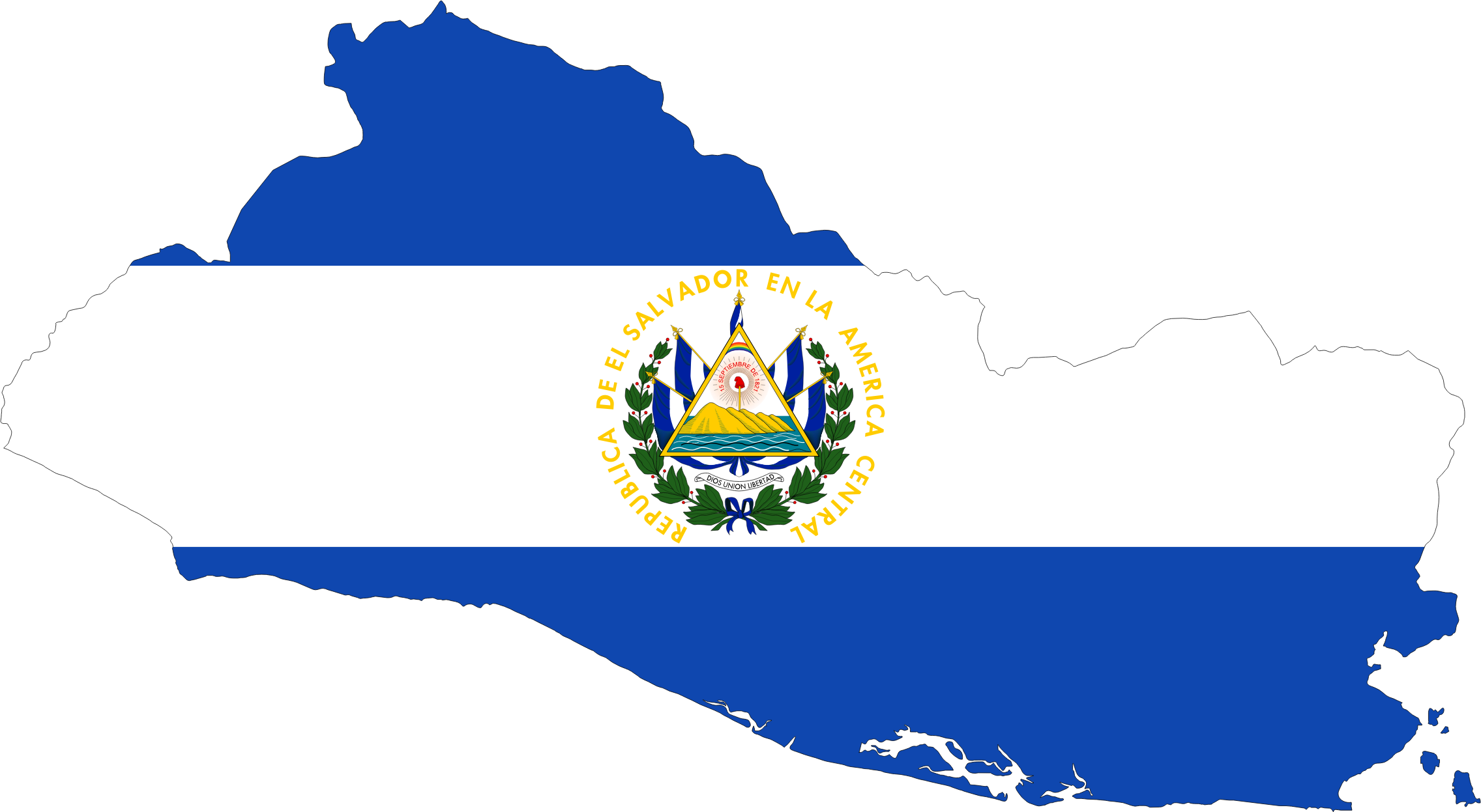 El Salvador Flag Map Clipart - El Salvador Country Flag.
