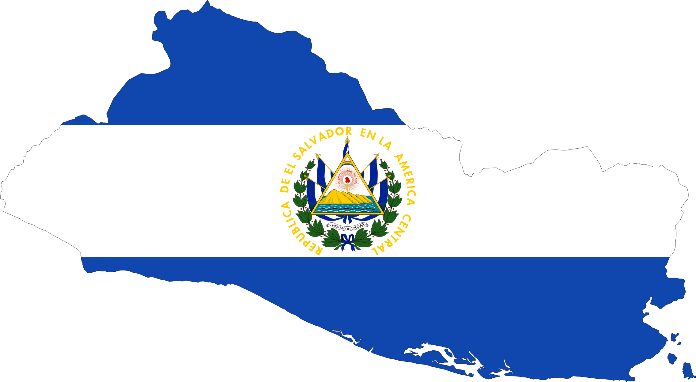 El Salvador Flag Map Clipart - El Salvador Country Flag (2272x1247)