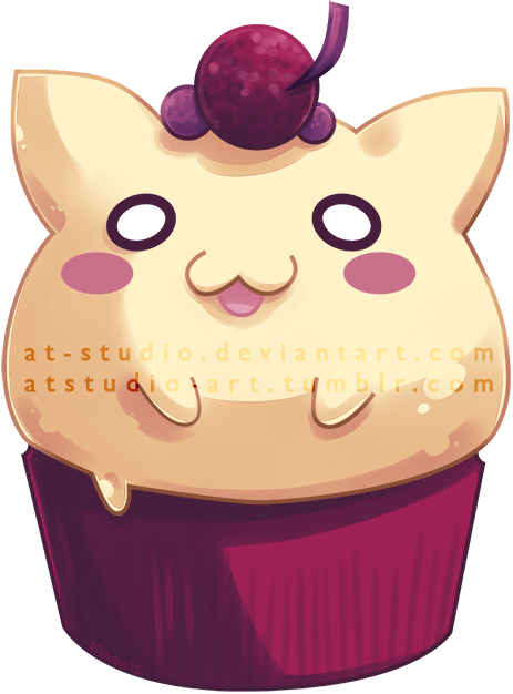 Neko Cupcake By At-studio - Cupcake Kawaii Neko (463x626)