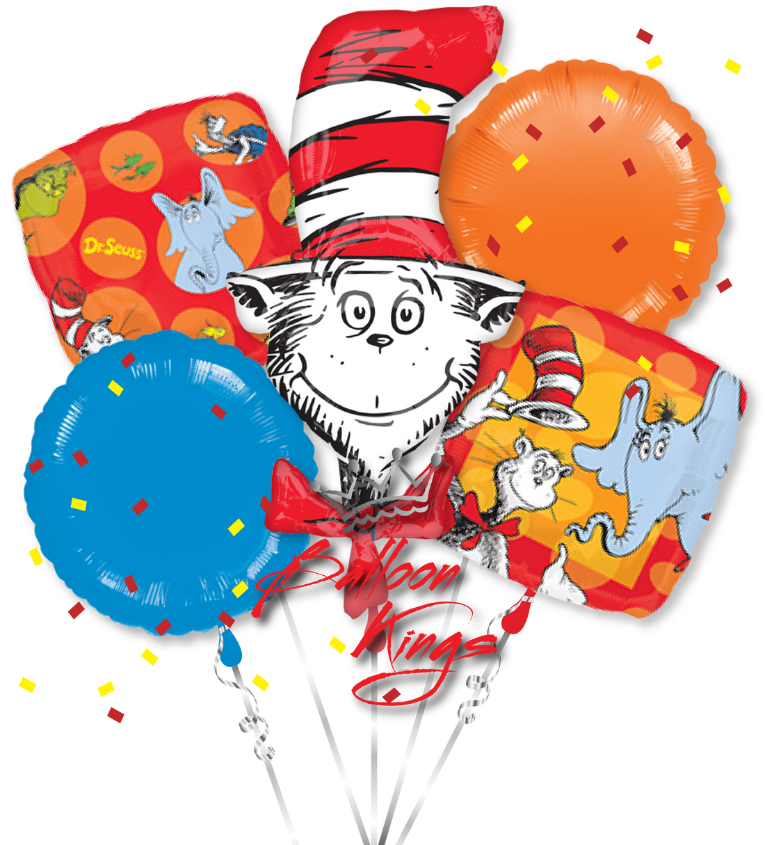 Dr Seuss Cat In The Hat Bouquet - Bouquet Dr. Seuss Balloon - Mylar Balloons Foil (1280x1280)