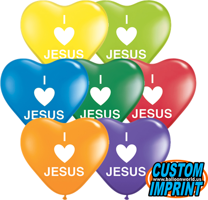 6" I Love Jesus Hearts Carnival Assort Latex Balloons - Corazon Naranja (415x399)