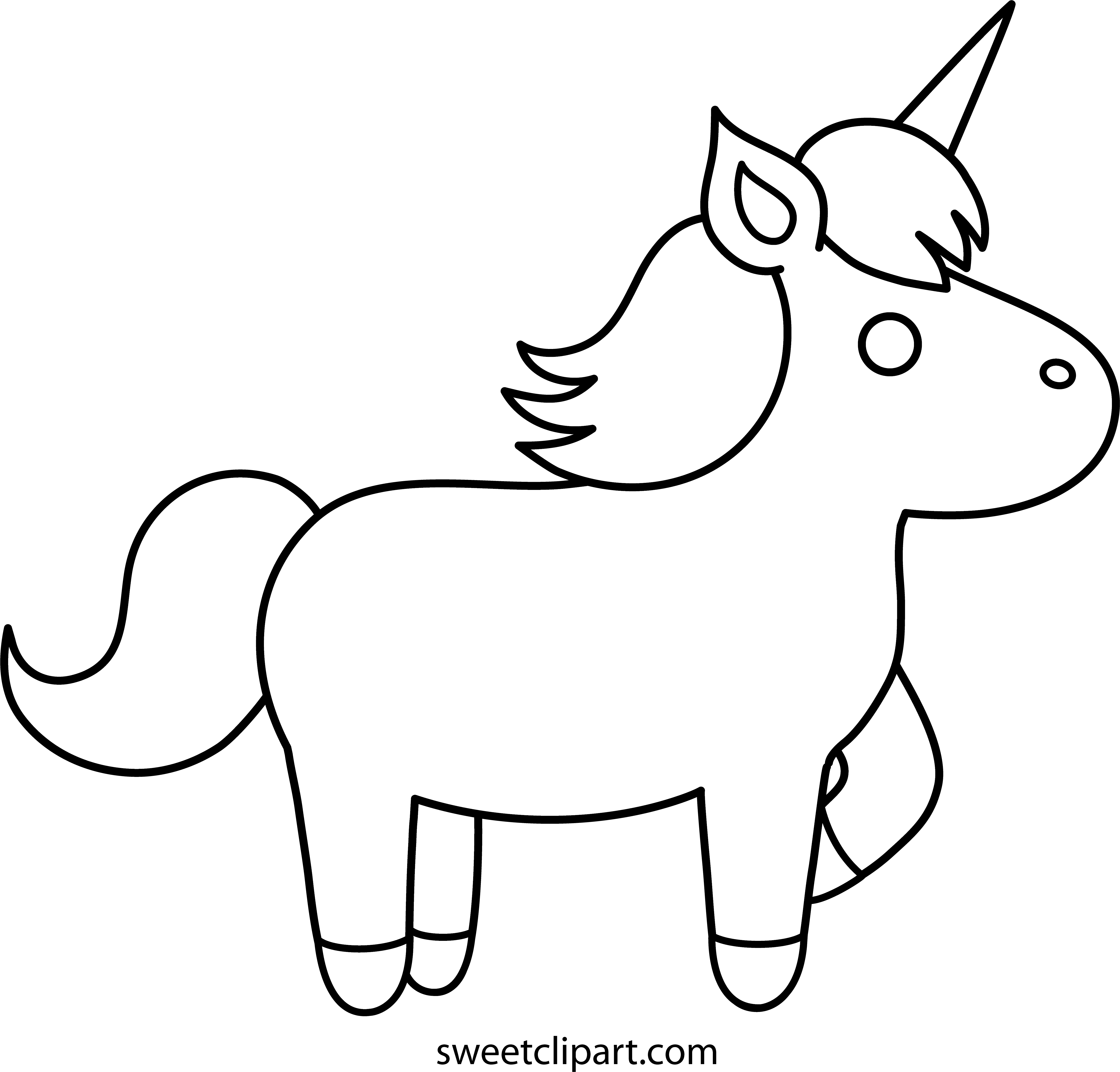 White Unicorn Clipart 3 By Charles - Outline Of A Unicorn (5261x5047)