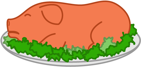 Pork Clipart - Roast Pig Clipart (500x307)