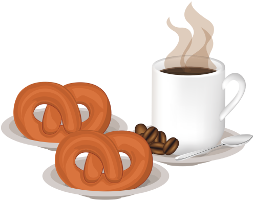 Pretzel And Coffee Mug - Hrnek S Čajem Kreslené (550x550)