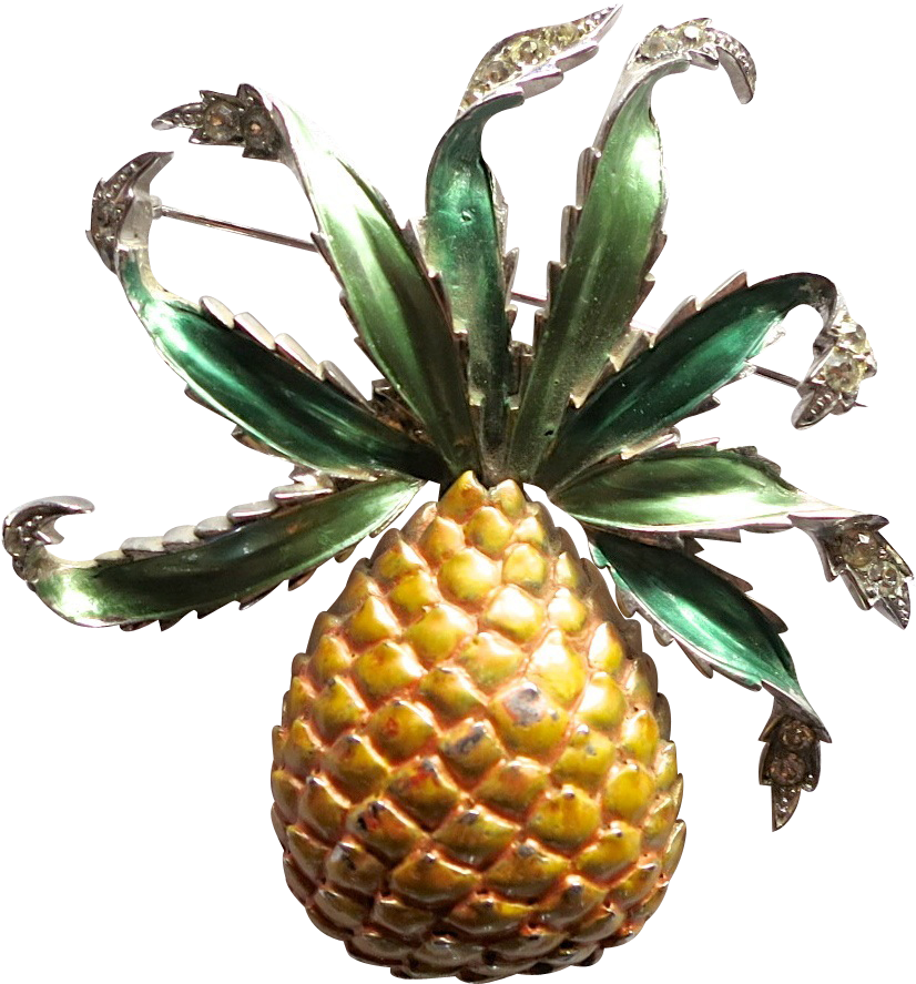Vintage Boucher Phrygian Cap Enamel Pineapple Brooch - Pineapple (886x886)
