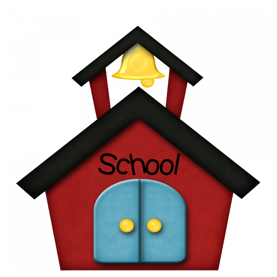 Coloring Pages Clip Art School House Schoolhouse Clipart - School Cartoon Transparent Background (970x970)