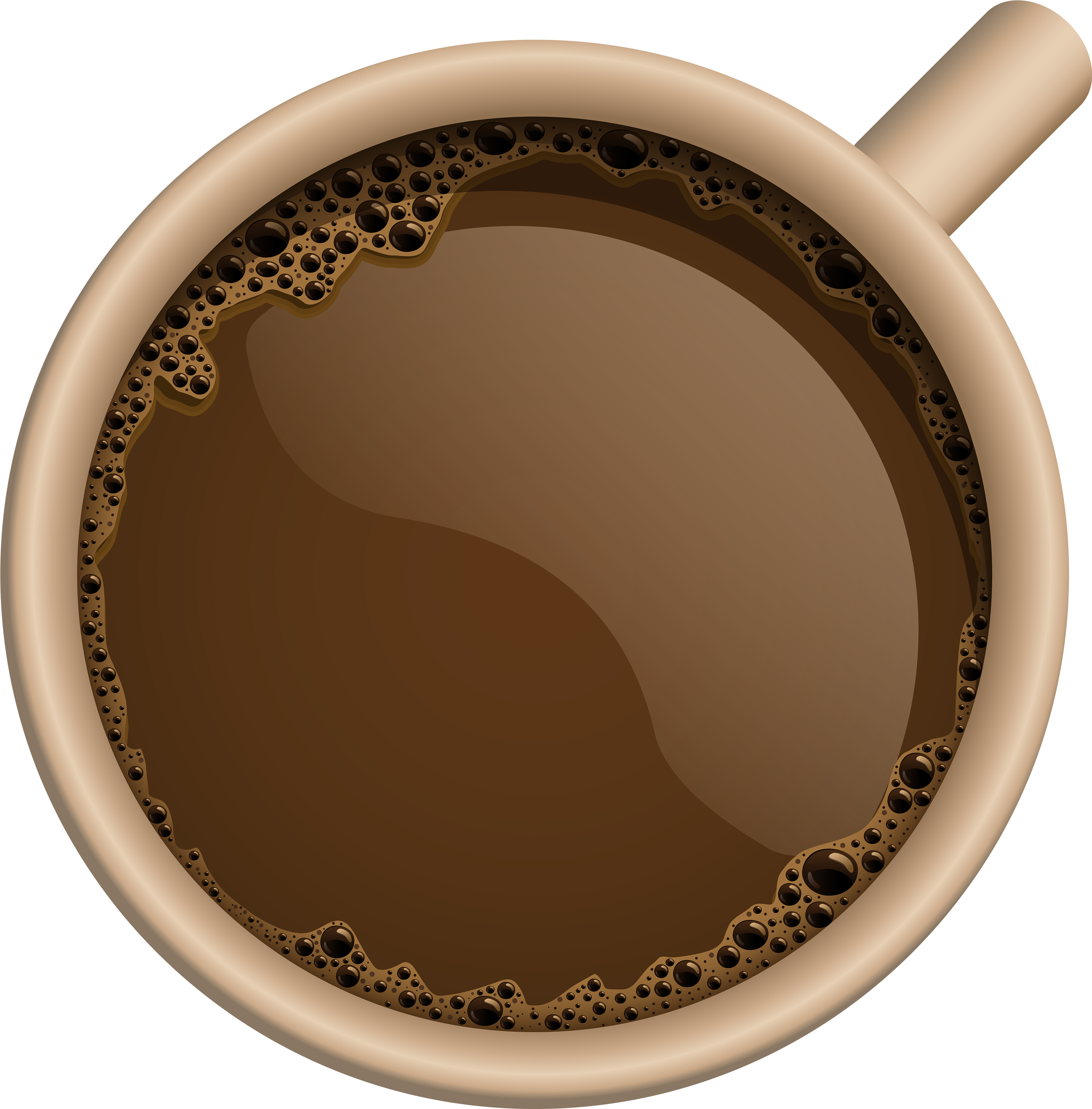 Perfect Coffee Mug With Top View Cup And Beans On Wooden - Coffee Cup Png Top (3782x3793)