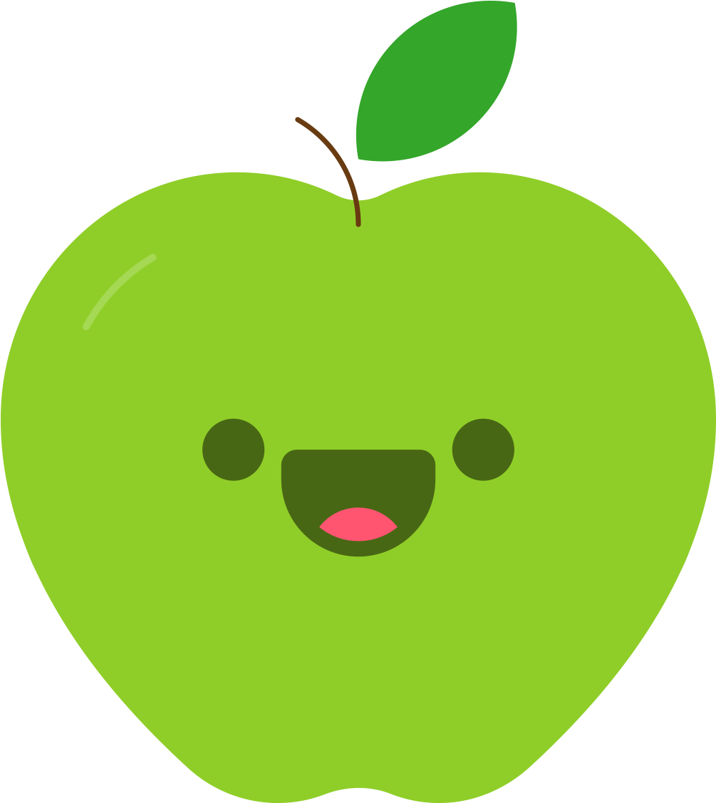 Green Cartoon Smiley Apple - Green Apple Cartoon (1600x1600)