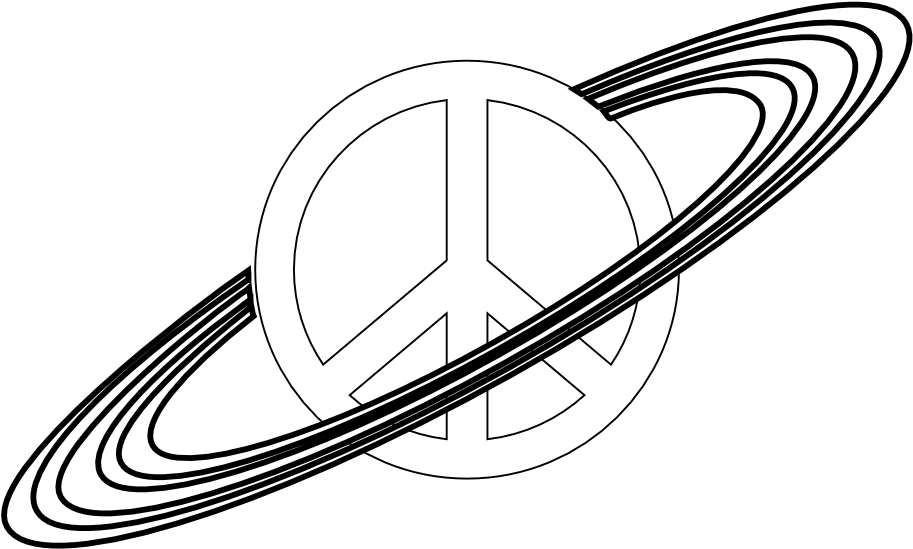 Peace Sign Clip Art Black - Planet Cartoon Black And White (999x597)