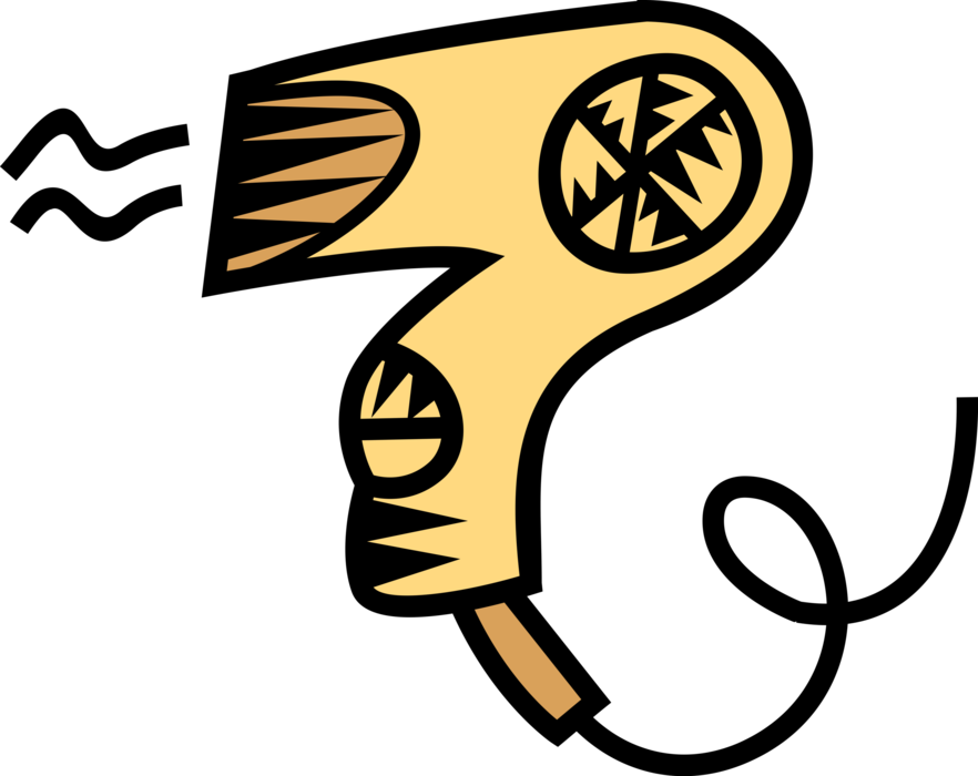 Vector Illustration Of Personal Grooming Portable Electric - Blow Dryer Clip Art (882x700)
