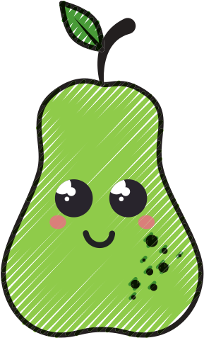 Pear Cartoon Smiley Fruit Illustration - Pera Kawaii (800x800)