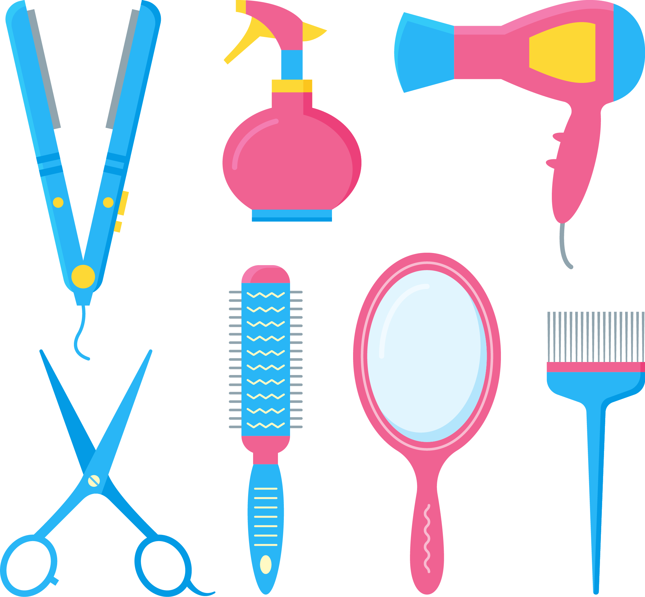 Comb Hairdresser Barbershop Hair Dryer Hairbrush - Hair Supplies Png Clipart (2077x1923)