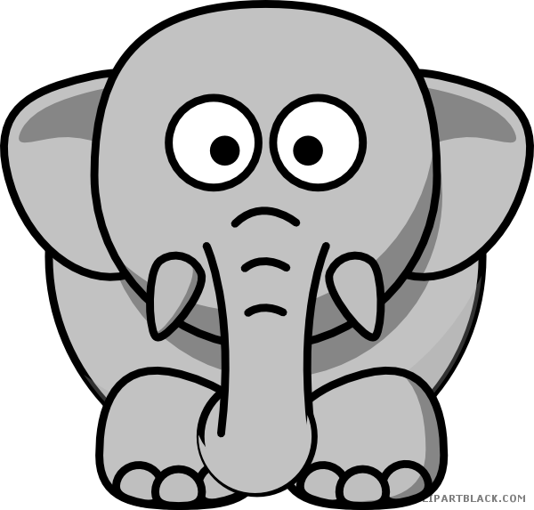 Elephant Face Animal Free Black White Clipart Images - Elephant Clipart Black And White (600x573)