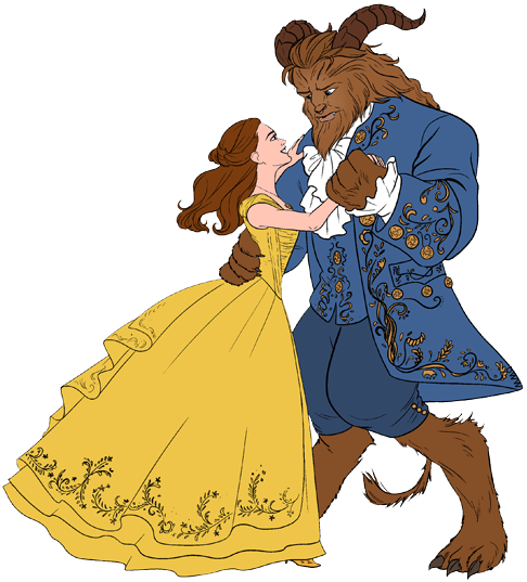 Beauty And The Beast Clip Art - Belle And The Beast Dancing (486x537)