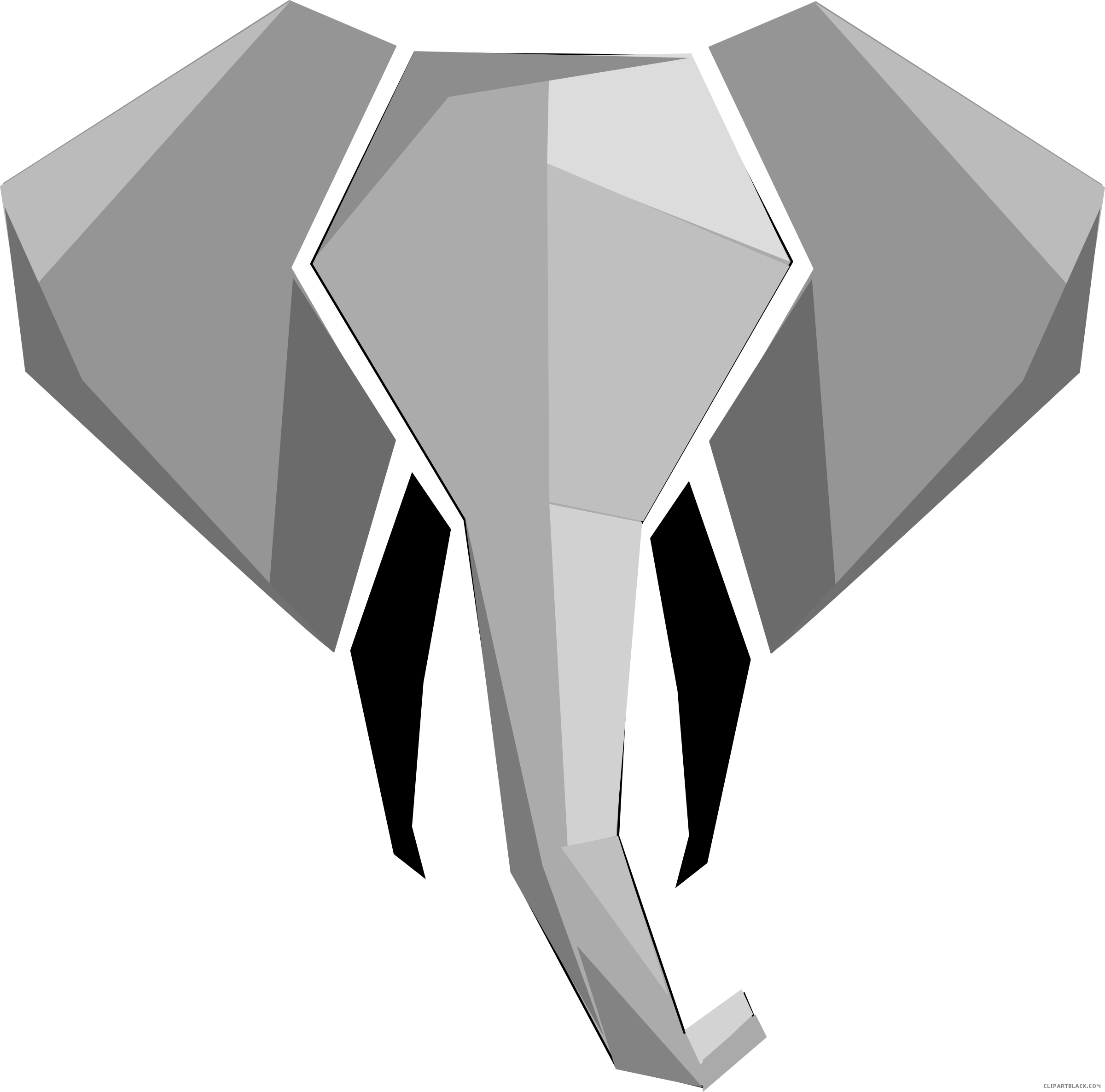 Elephant Head Animal Free Black White Clipart Images - Abstract Elephant Head (2400x2373)