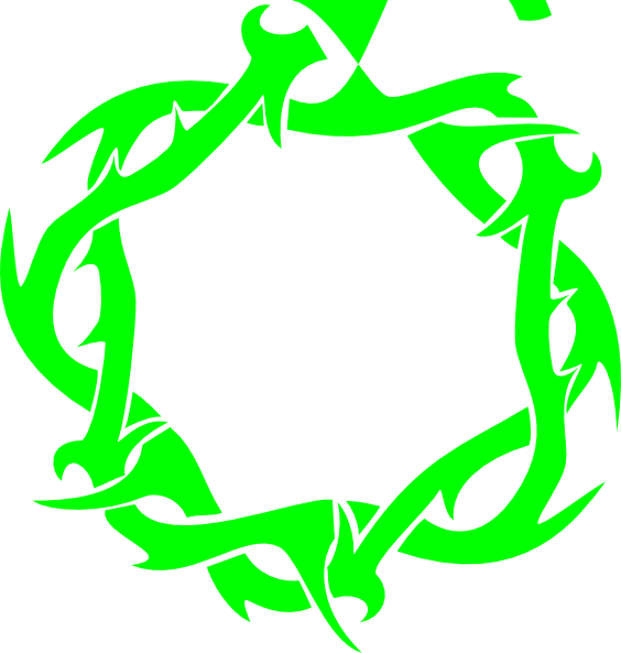 Green Thorn Clip Art At Clker - Crown Of Thorns Tattoo (564x593)