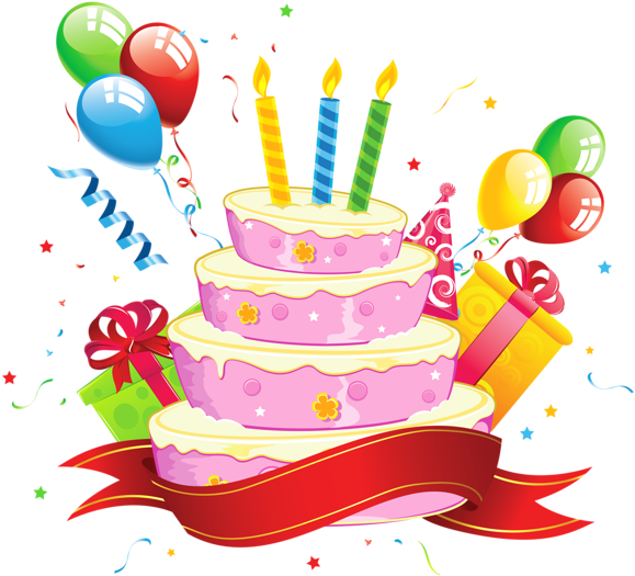 Birthday Cake Transparent Clipart - Transparent Background Birthday Clip Art (600x557)